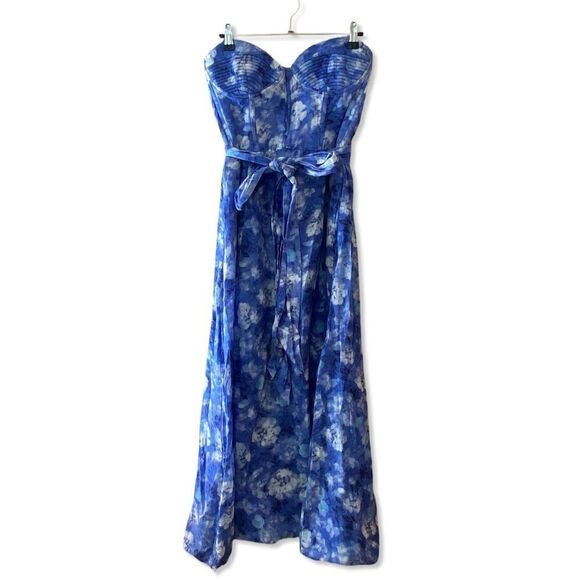 Bardot Vibrant Floral Midi Dress Blue Corset Bustier Sundress Sz XL - Picture 8 of 14